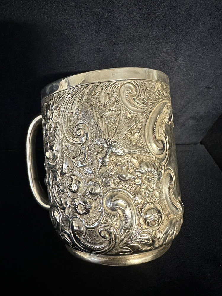 Victorian silver christening mug