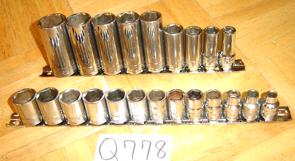S-K TOOLS 22 PIECE 3/8 DRIVE DEEP SAE. & SHORT METRIC SOCKET SETS