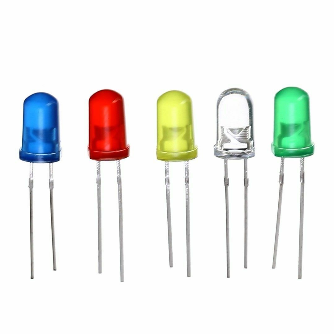 200Pcs 3mm 5mm LED Light White Yellow Red Blue Green Assortment Diodes Kit Box