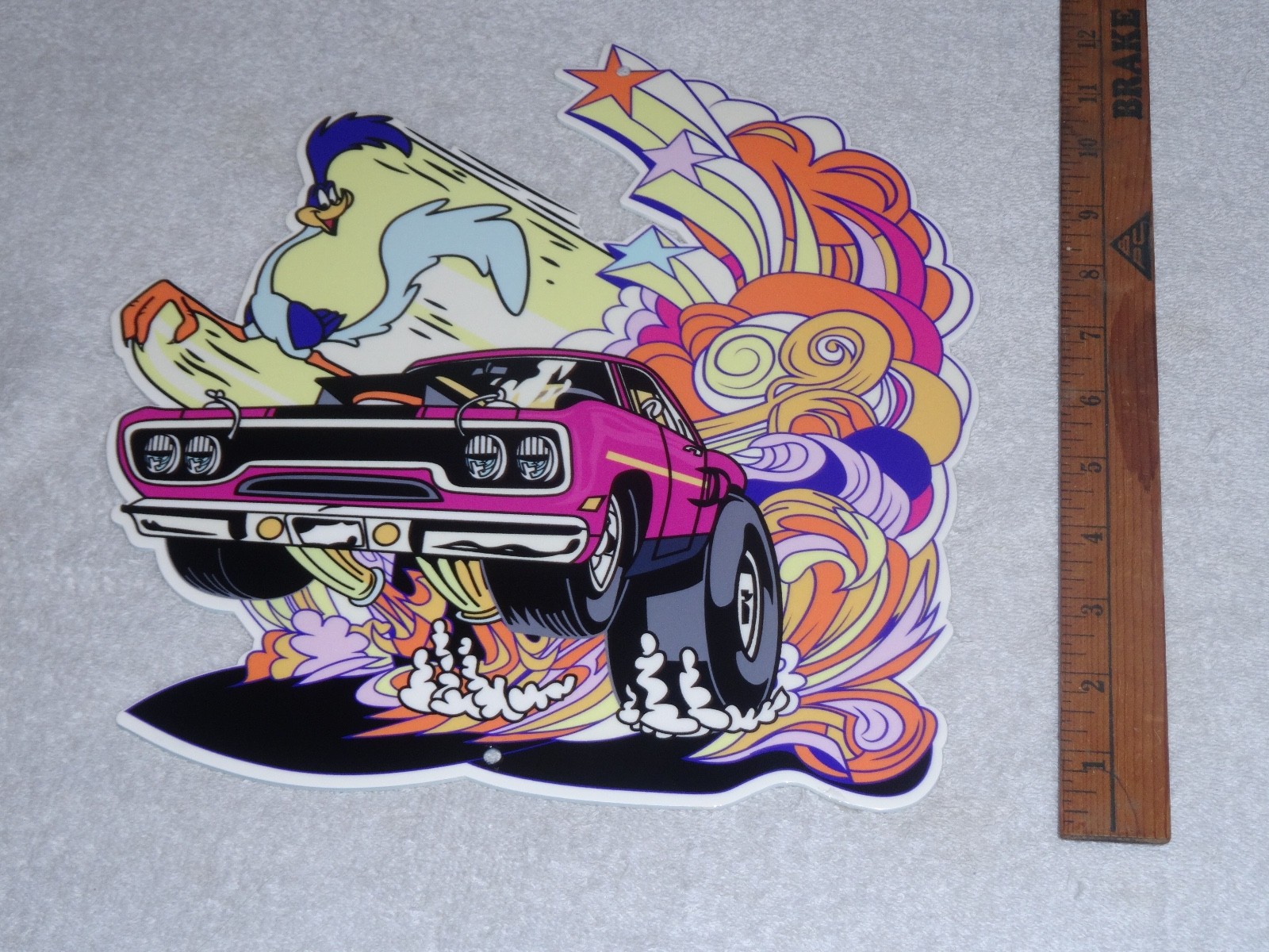 VINTAGE DODGE MOPAR ROAD RUNNER DIECUT 12" METAL ROADRUNNER CAR ADVERTISING SIGN