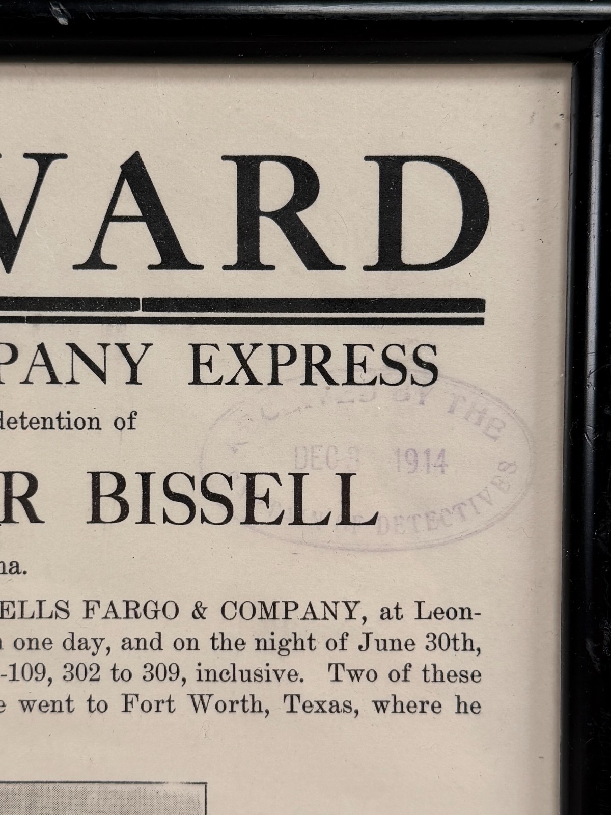 Antique Wells Fargo & Co Reward Wanted Poster Criminal Robber Western Outlaw #3