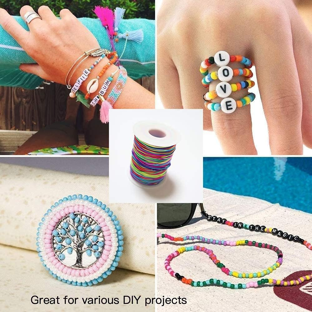 Elastic Beading Cords 100M Elastic String for Bracelets Rainbow 1Mm Elastic Cord