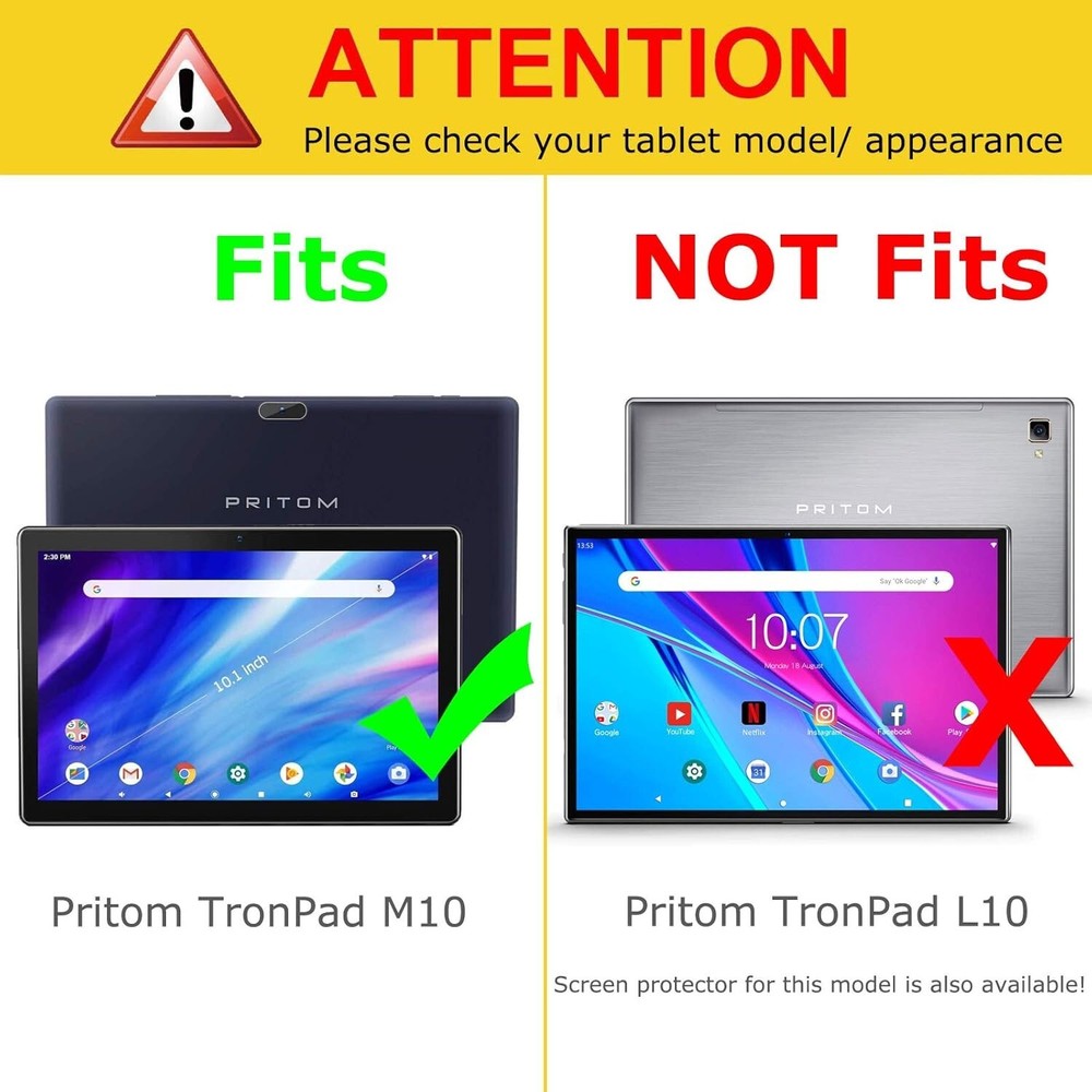 2PCS Tempered Glass Screen Protector for Pritom 10'' Tablet - Scratch Resistant