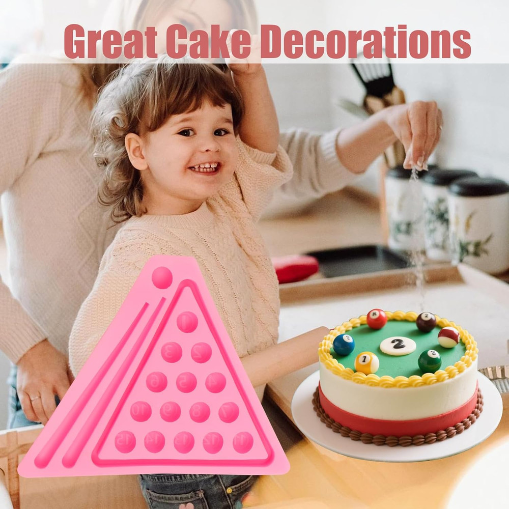 Mini Billiard Balls Set Resin Casting Mold, Pool Table Triangle Ball Rack Silico