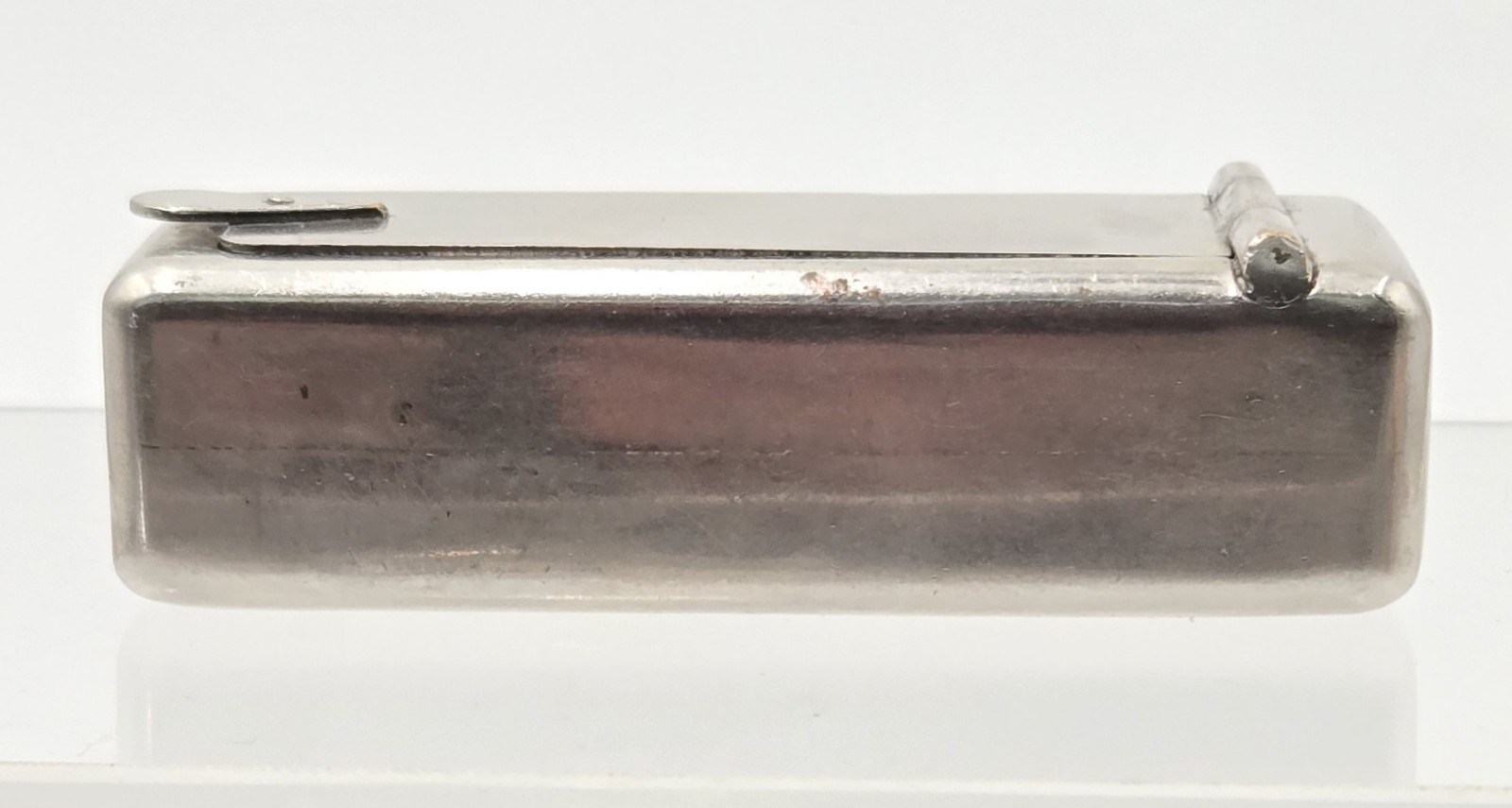 WWI Era Nickel-Plated Brass Trench Vesta Case – Rare Match-Holder Lid – MINT...