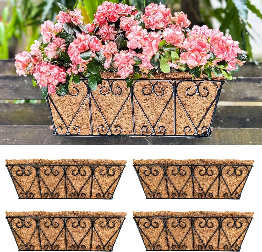 LaLaGreen Wal Planters - 4 Pack, 16 Inch Deck Railing Hanging Basket, Window ...