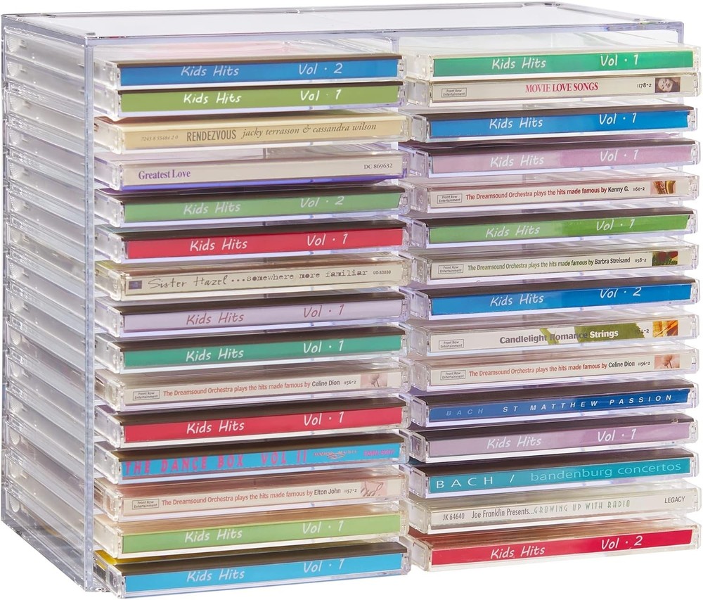 Stackable CD/DVD Multimedia Holder, Media Storage Rack, Clear Plastic 30 CD, US