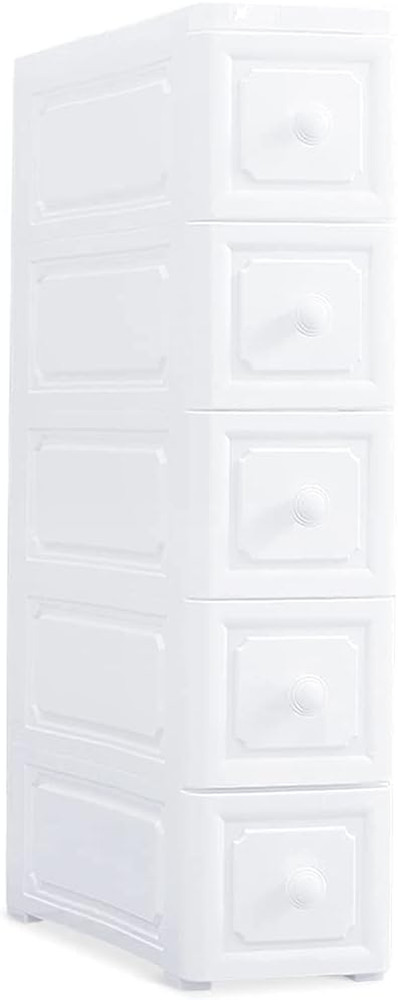 Super Light Weight Slim Plastic Bathroom Storage, Self-Assembling Organizer 5 Ti