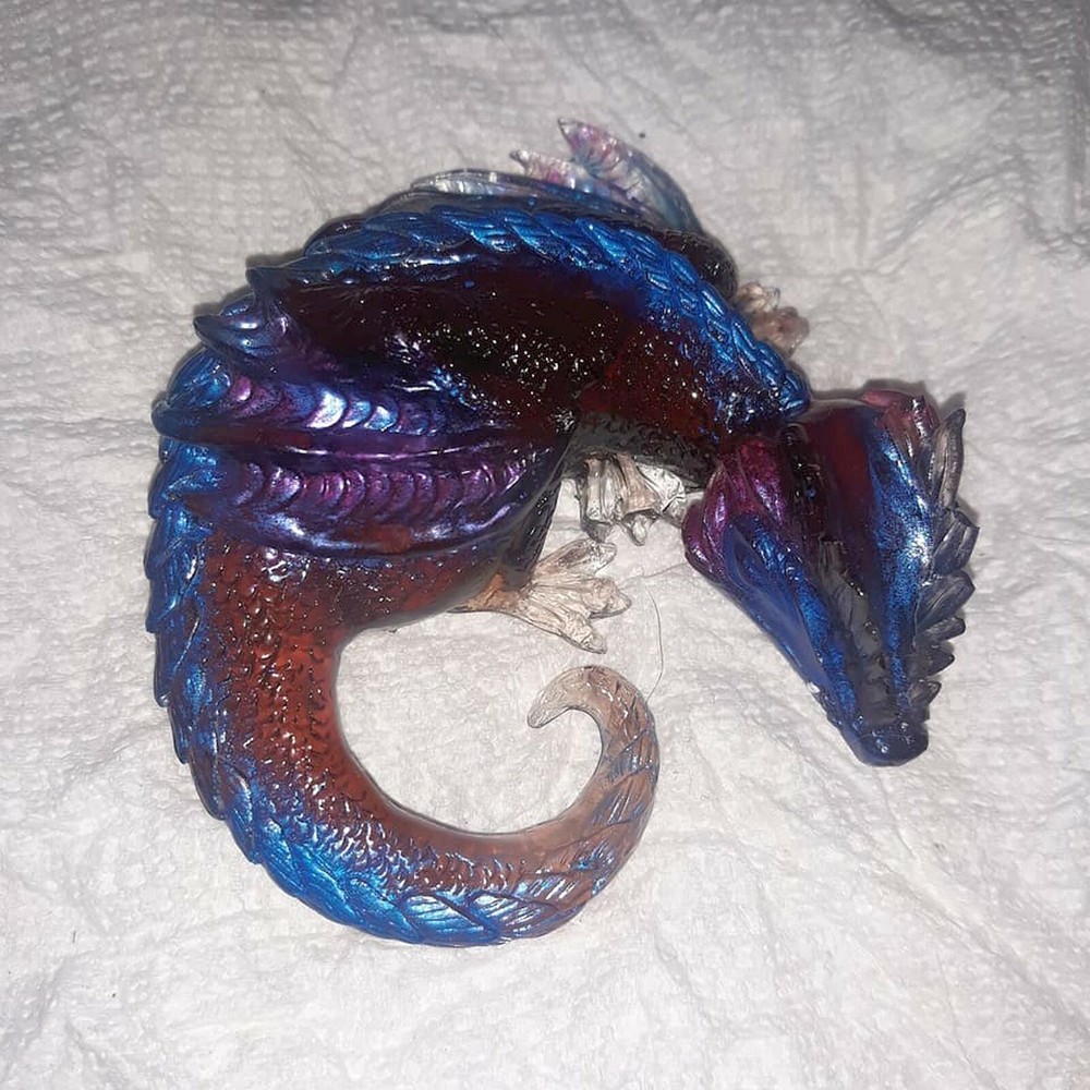 Sleeping baby dragon handmade statue