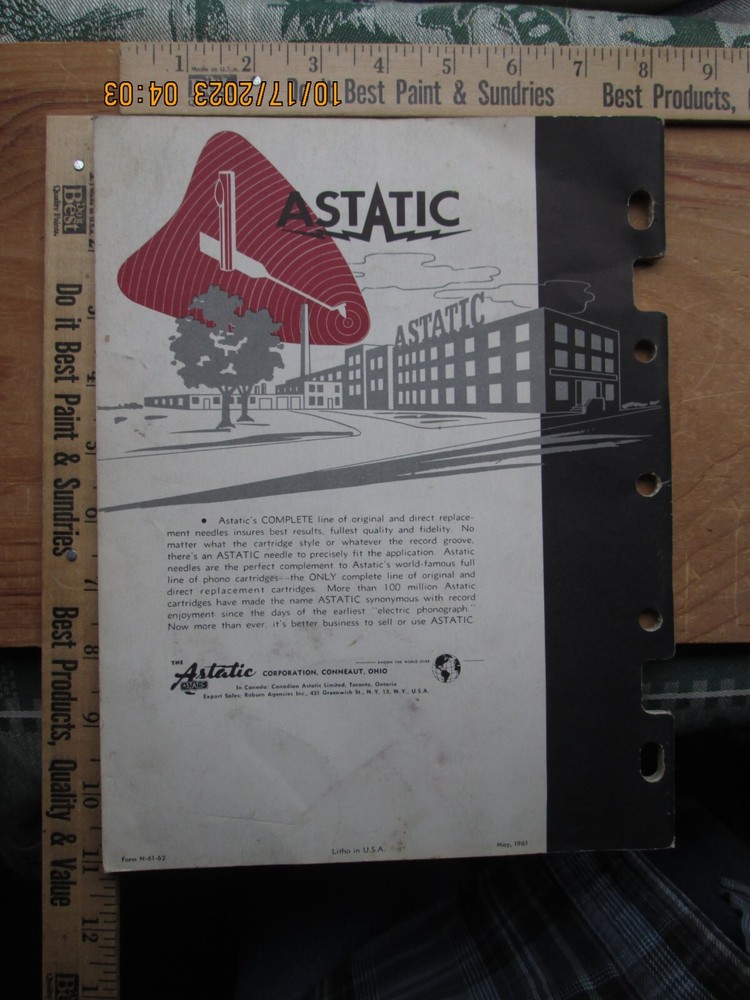 astatic needle Replacement guide Catalog 1961