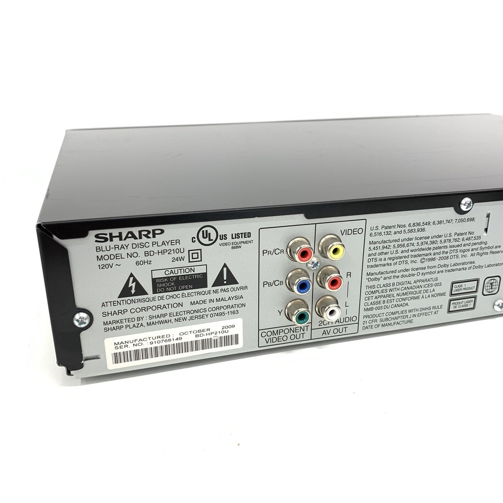 Sharp BD-HP210U Blu-ray Player No Remote Works