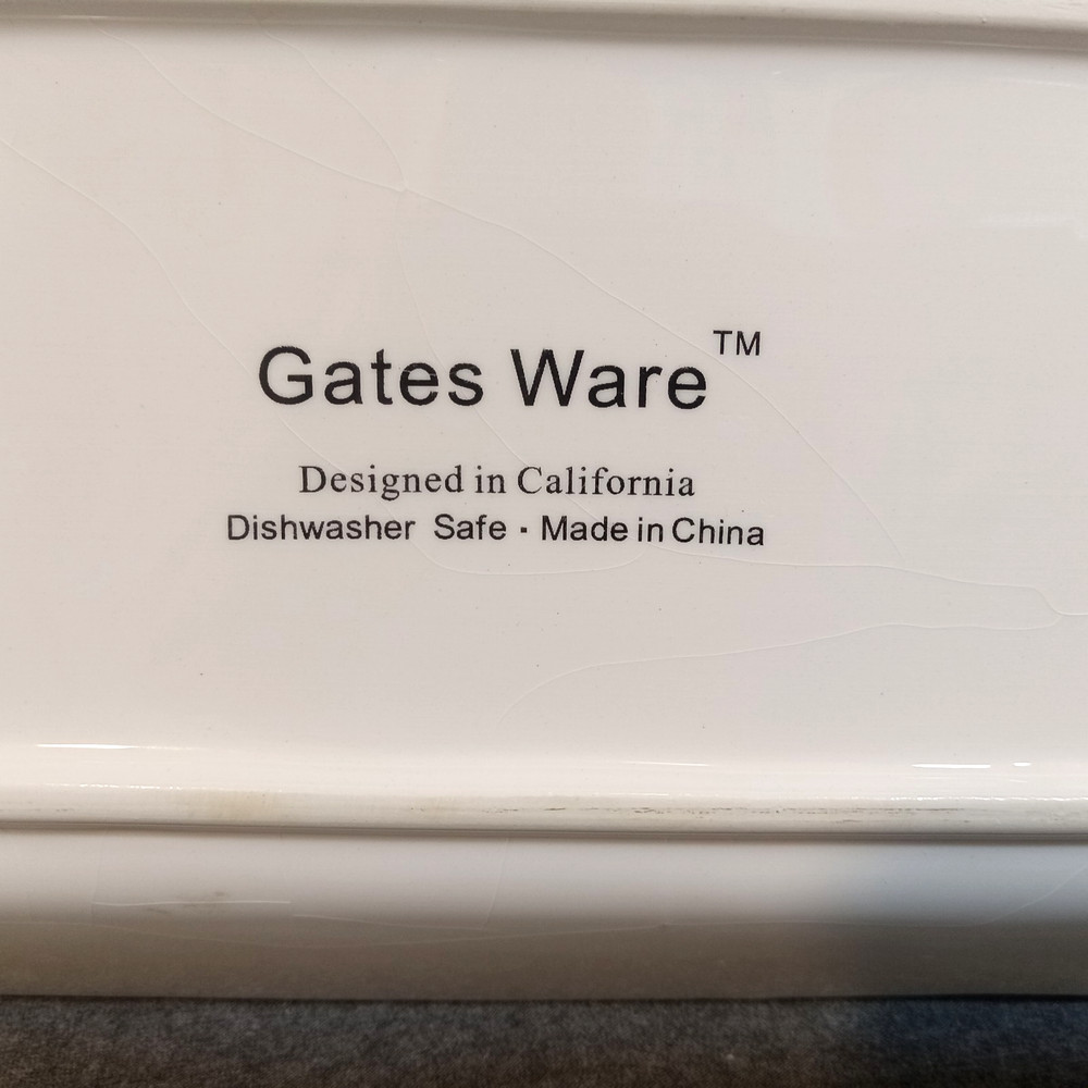 Gates Ware Serving Platter Tray Green White Floral Rectangular Fall Thanksgiving