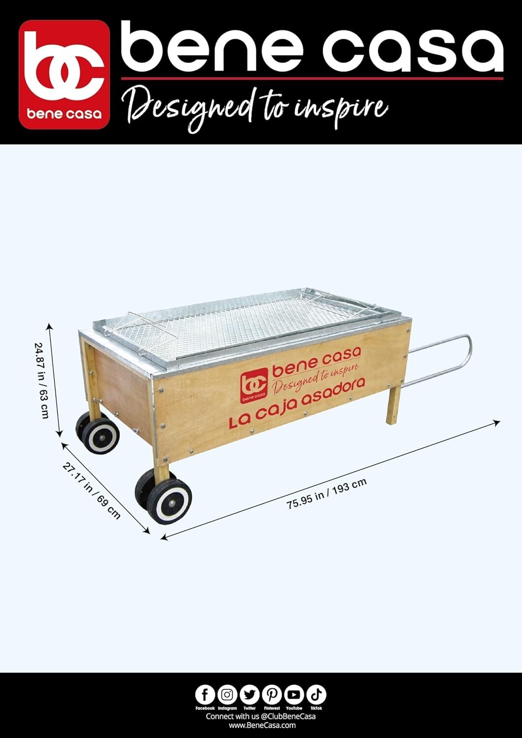 Bene Casa Caja Asadora Roasting Box, 70lb Capacity, Outdoor Roasting Box Portabl