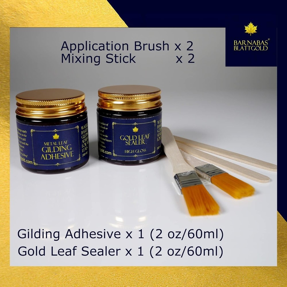 Barnabas Gilding Kit - 100 Sheets Gold/Silver Leaf, Adhesives & Tools