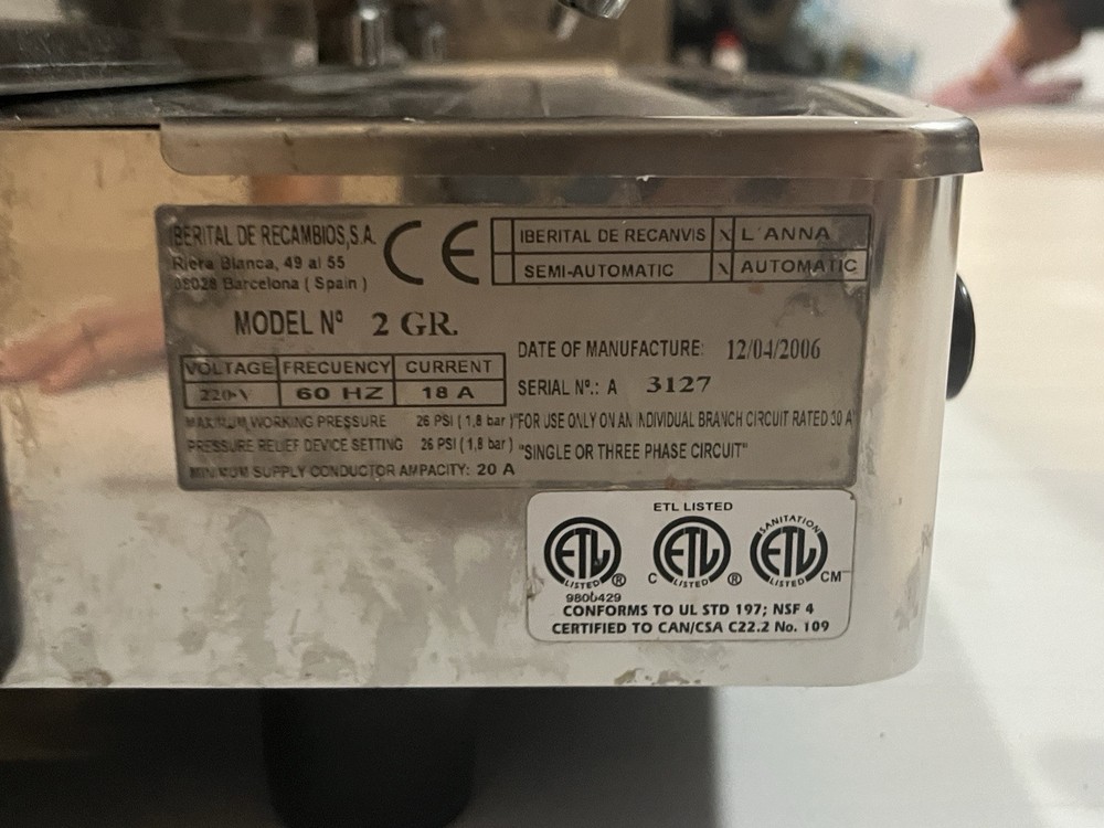 IBERITAL L'ANNA 2 GROUP MACHINE (Used)