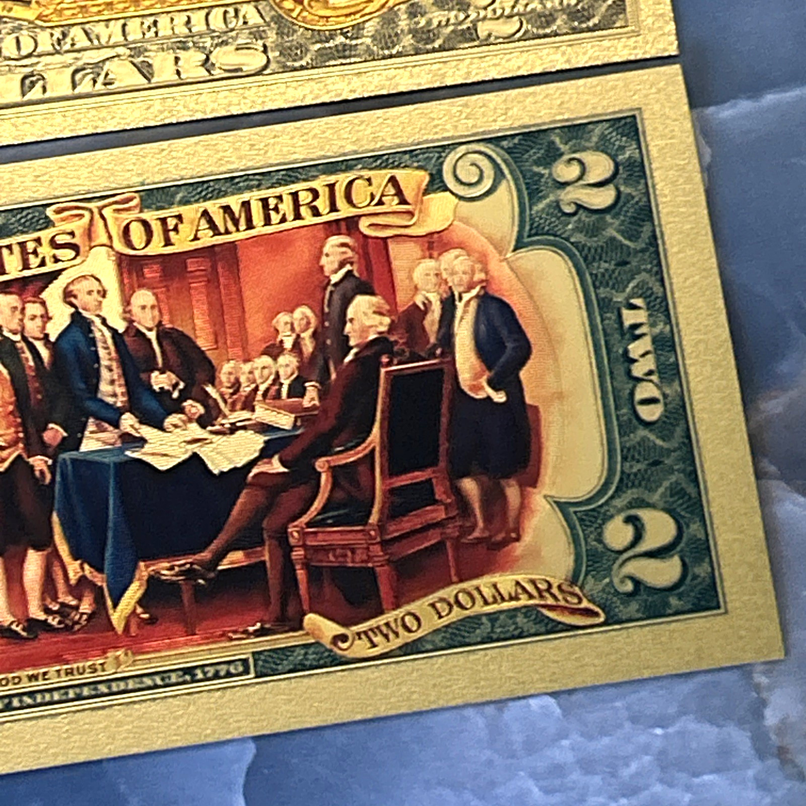 USA 250th Anniversary $2 Banknote 24K GOLD Plated Foil Rep. Collection Bill