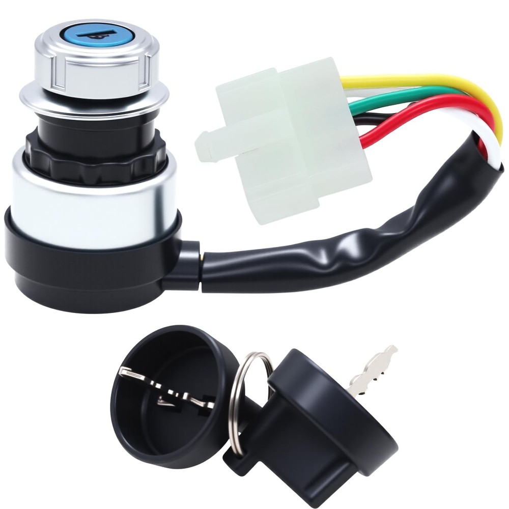 Amavoler 5 Wire 5 Pin Ignition Key Switch Replacement Fit for 50cc 70cc 90cc ...