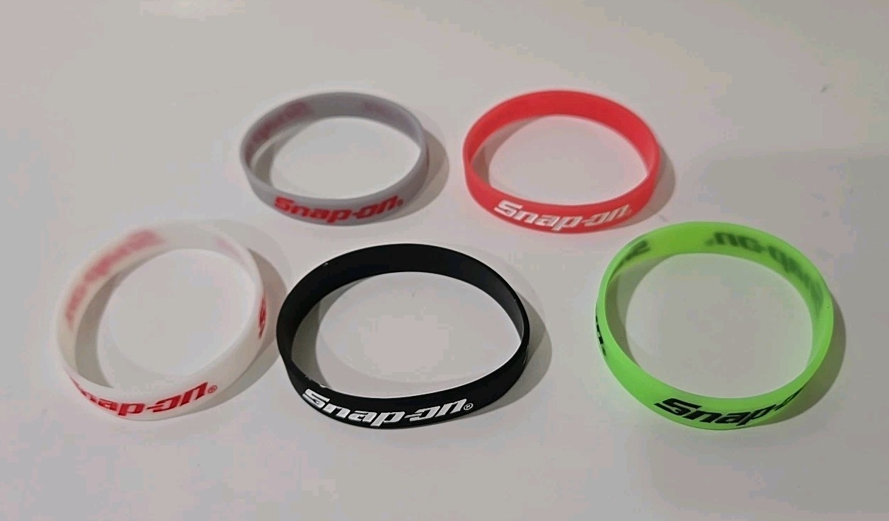 5Pc Snap On Tools PROMO Unisex Silicone Rubber Bracelet Wristband Multicolor NEW