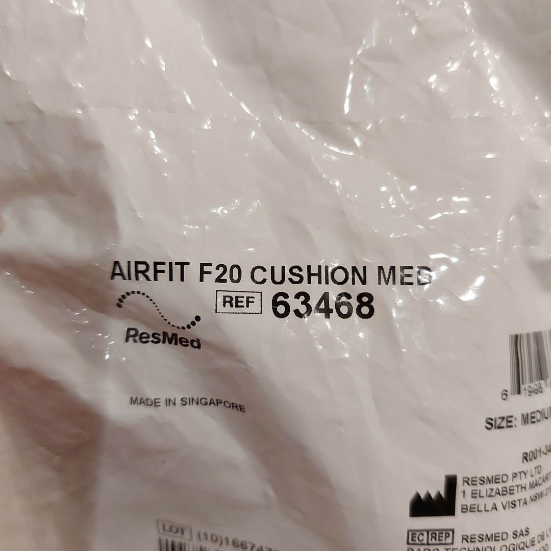 NEW Lot of 2 ResMed 63468 AirFit F20 Cushion Replacement Size Medium SEALED