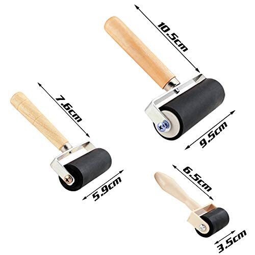 3 Pack Rubber Roller - Brayer Rollers with 3 Size for Crafting Brayer Rollers