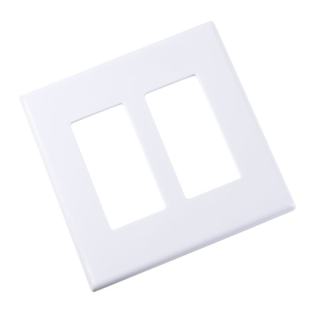 *OPEN BOX* Construct Pro™ Double Gang Wall Plate with Screwless Face (White)
