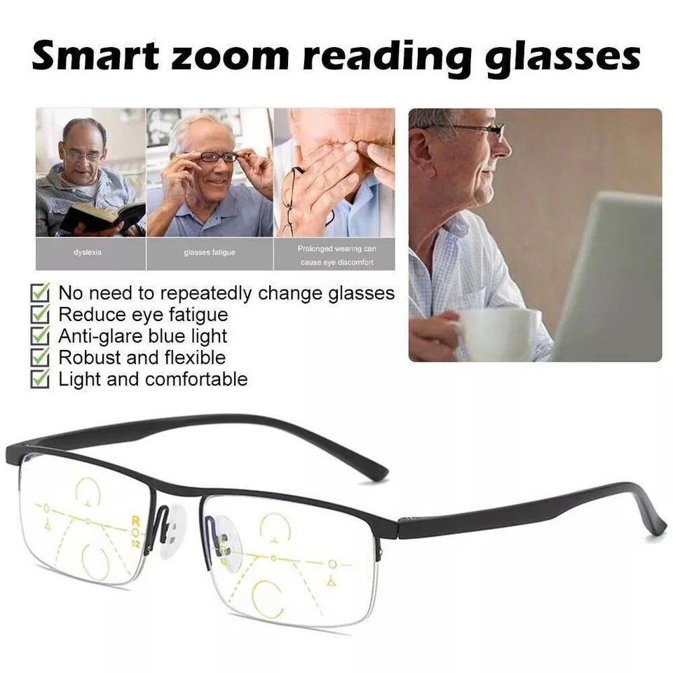 German Intelligent Color Progressive Auto Focus Reading Glasses See More Clearly