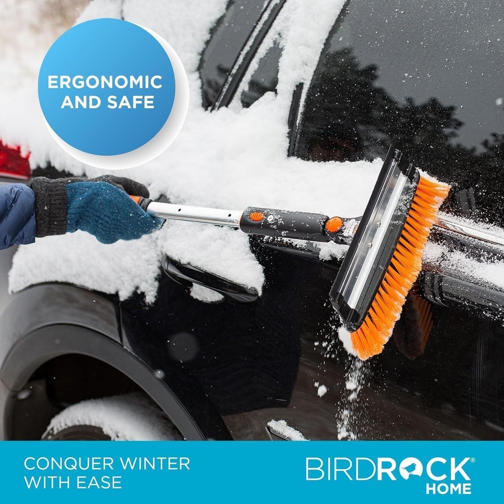 Versatile 39" Extendable Snow Brush with Wide Squeegee & Detachable Scraper