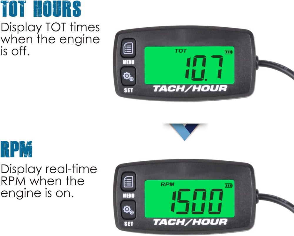 Digital Maintenance Tach/Hour Meter,Battery Replacement for Small Gas Engine,Use