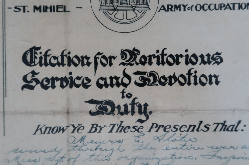 WW I 6th Engineer Batalion Citation Meritorious Service and Devotion Ephemera