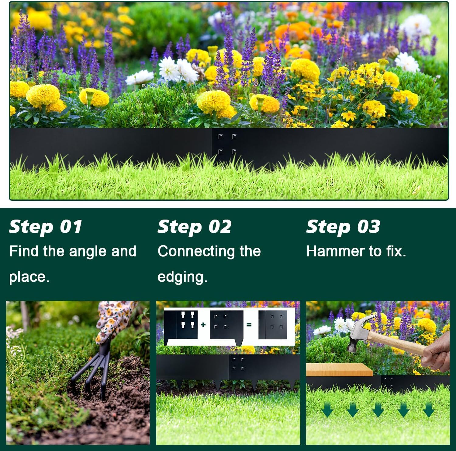 8-INCH Galvanized Steel Landscape Edging Metal Garden Raised Bed Lawn Border