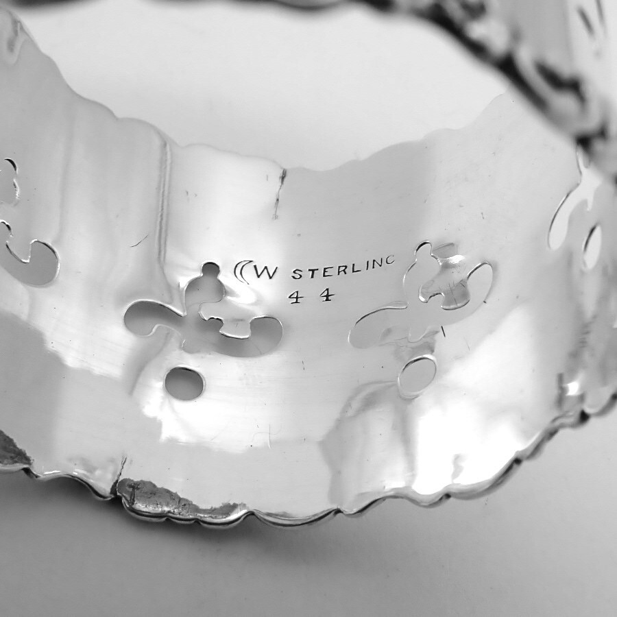 Pierced Napkin Ring Scroll Borders Watrous Sterling Mono HWM