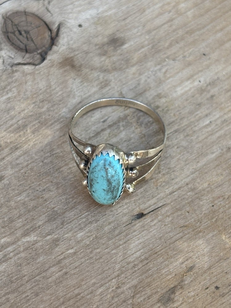 Sterling Silver Turquoise Ring Navajo Oval Shape Native Sz 7 won47