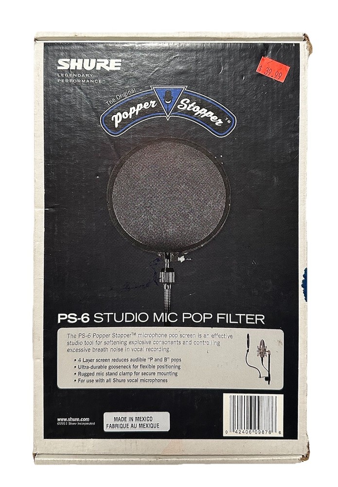 PS-6 STUDIO MIC POP FILTER MADE BY SHURE LEGENDARY PERFORMANCE (IN ORIGINAL BOX)