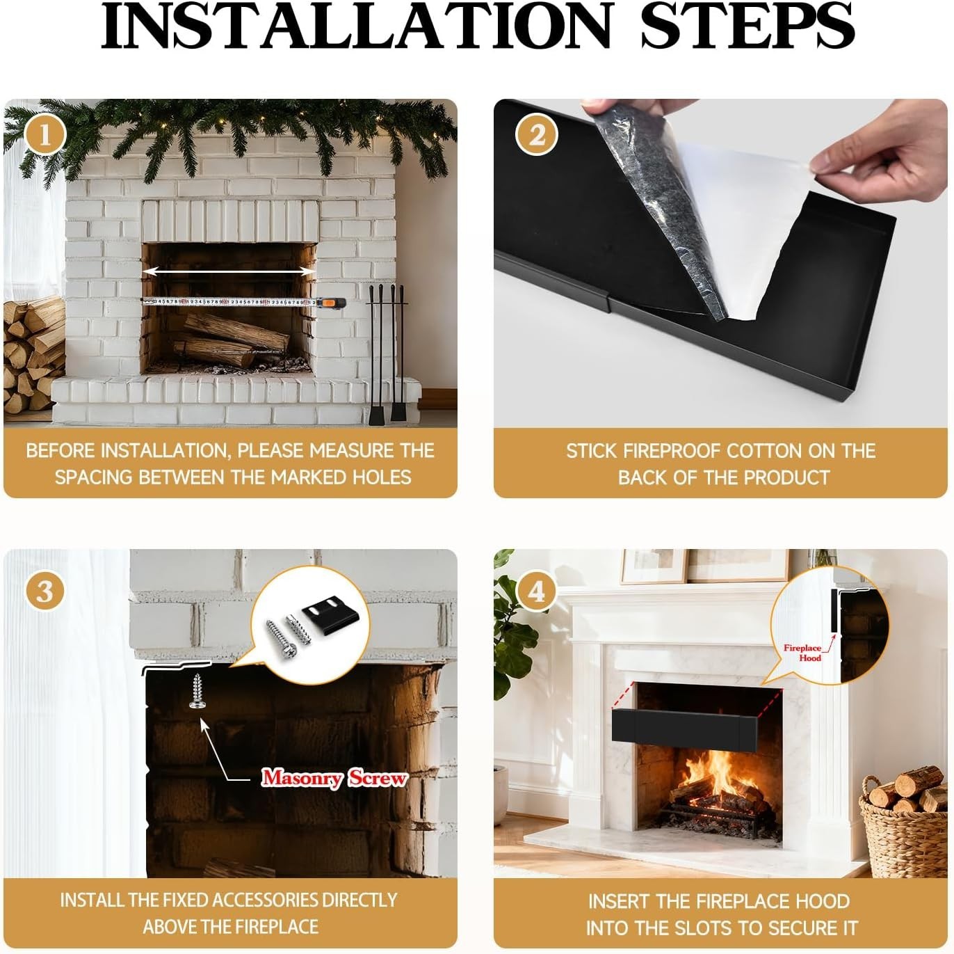 Adjustable Fireplace Smoke Guard, Fireplace Hood Heat Deflector 6 inches