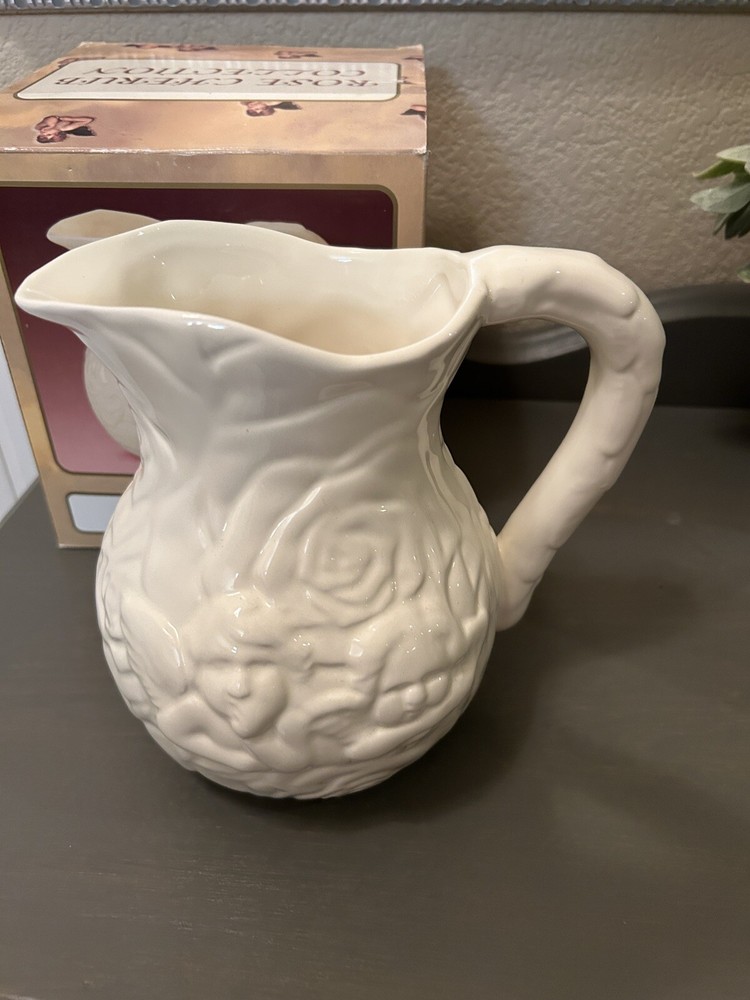 Rose Cherub Collection Pitcher W Box Vintage