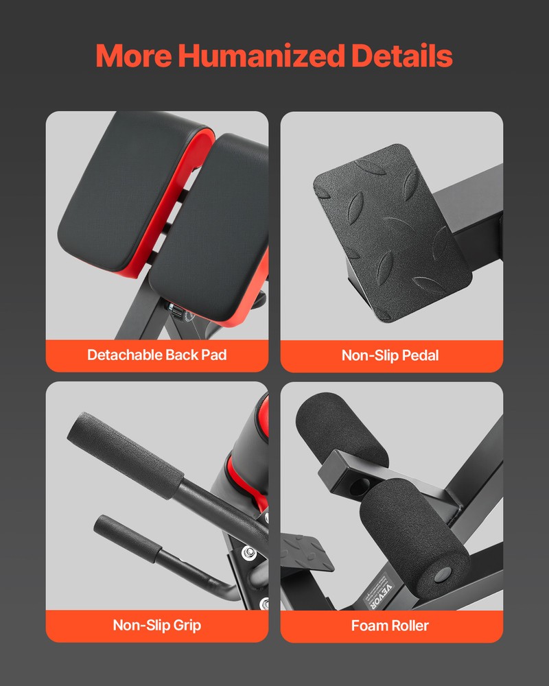 VEVOR Roman Chair Back Extension Hyperextension Bench Multi-Function Adjustable