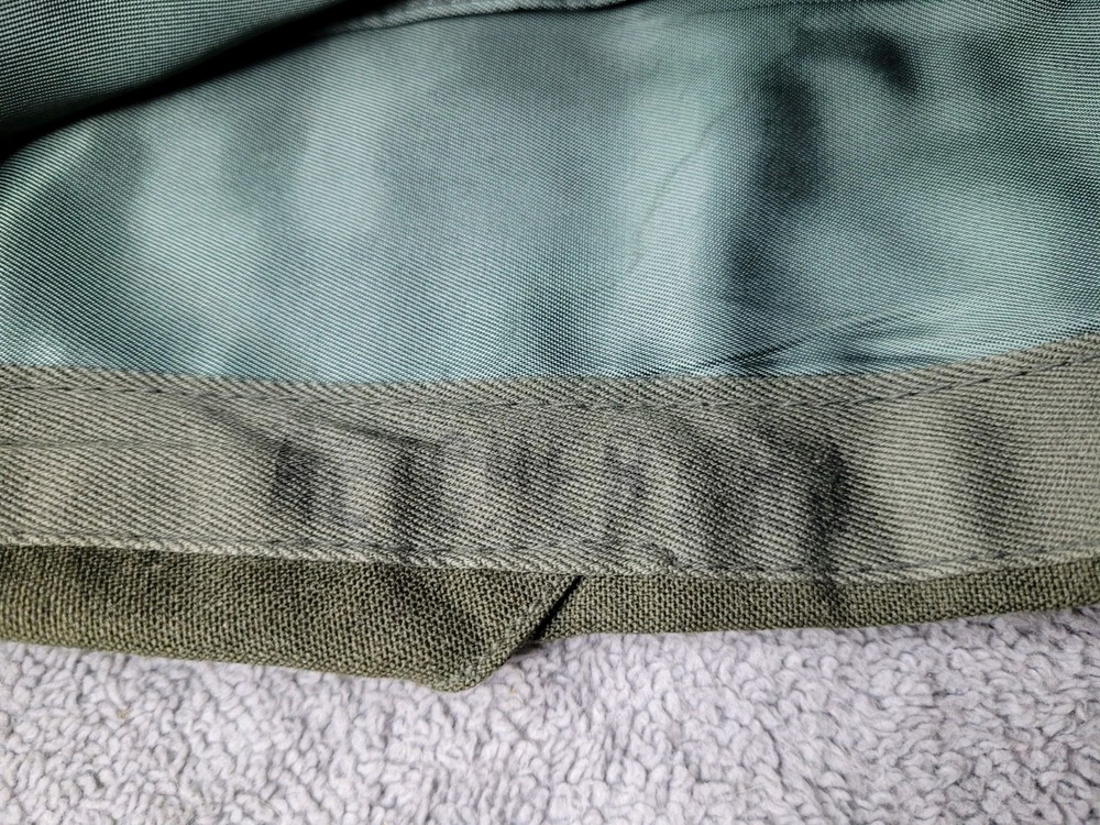 Vintage US Military Garrison Envelope Cap Green Polyester Wool Rank Patch