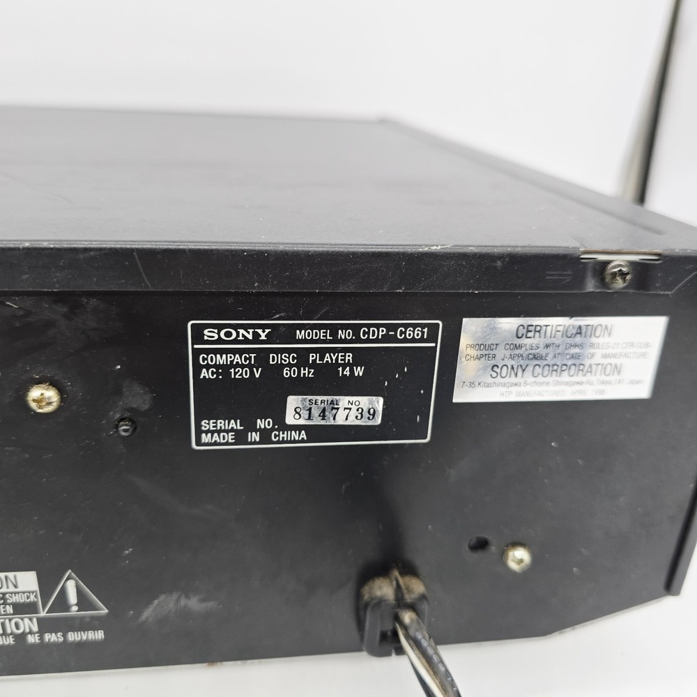 Sony CDP-C661 5 Disc CD Carousel Changer Player Compact Disc READ