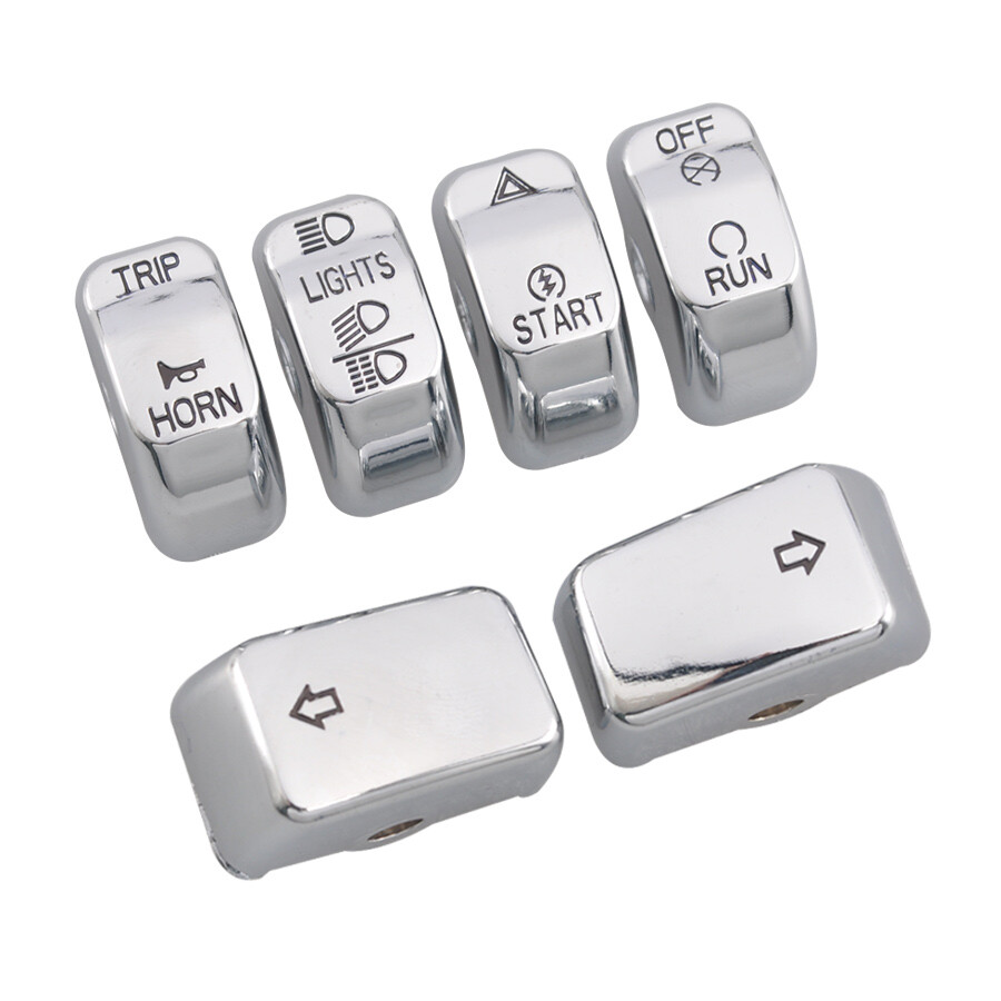 6pcs Chrome Hand Control Switch Housing Button Cap for Harley Softail 2012-2015