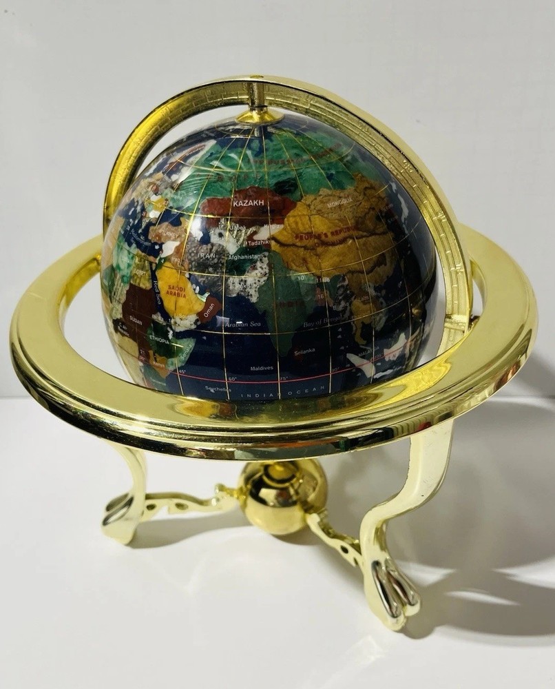 Gemstone globe Double Axis 9 Inch Tall