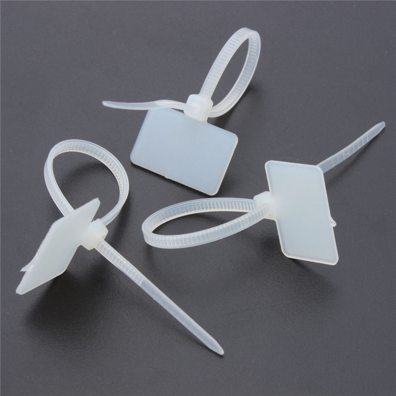 100Pcs Nylon Self-Locking Label Tie Network Cable Marker Cord Wire Strap Zip