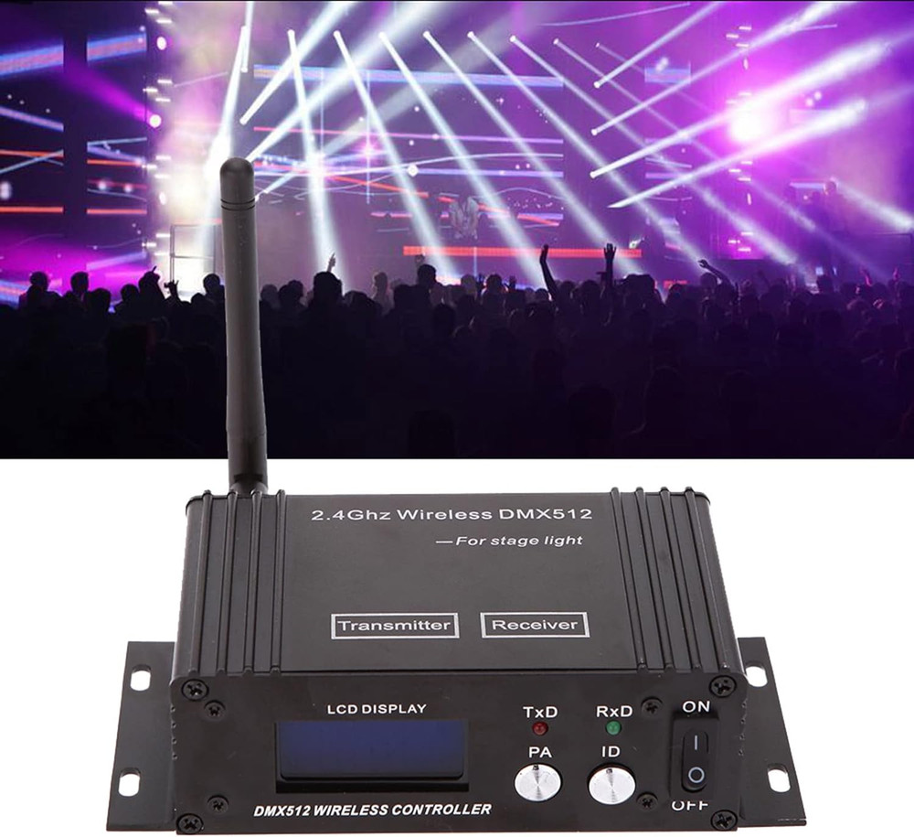 DMX 512 Controller 2.4G Wireless Transmitter Receiver LCD Display Power Adjustab