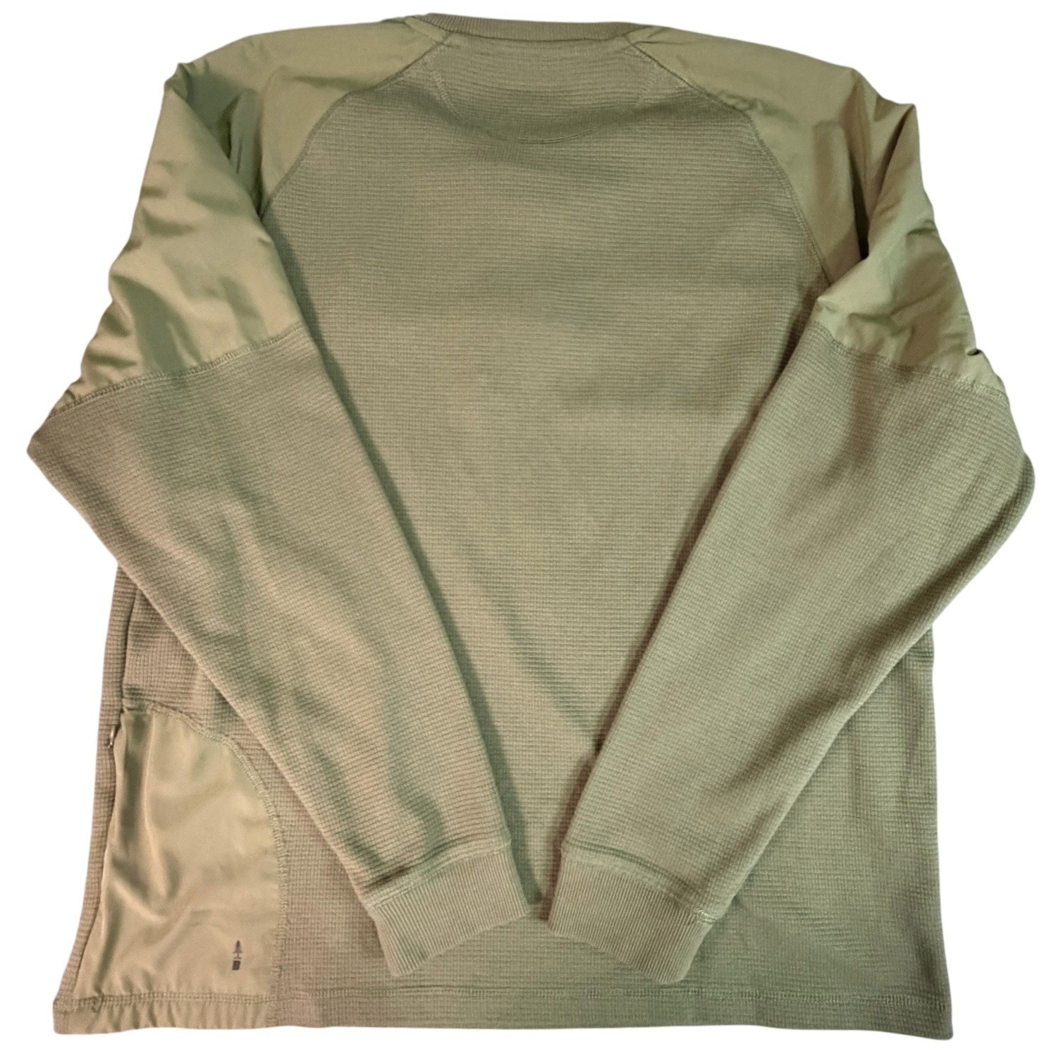 Men's Olive Green Waffle Knit Long Sleeve Henley Outdoor Size L Utility