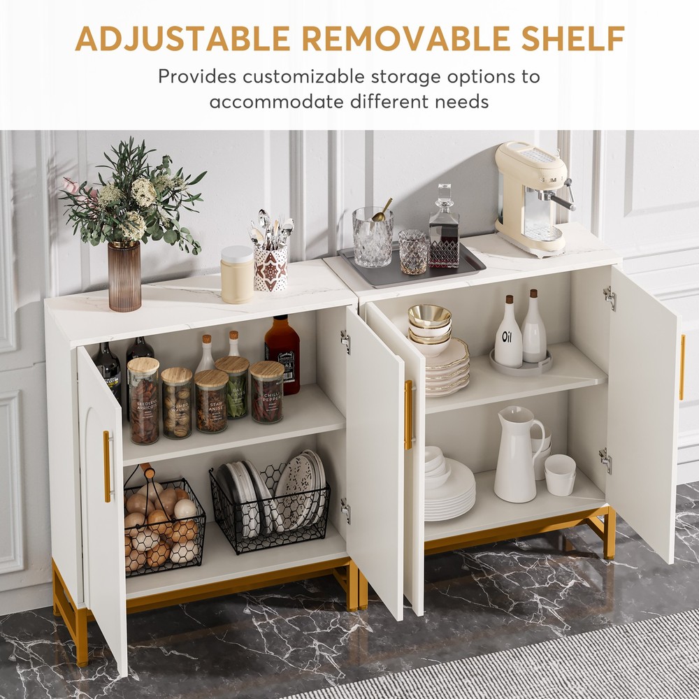 Sideboard Buffet Cabinet with Storage, Modern 4 Doors Buffets Sideboard Kitchen