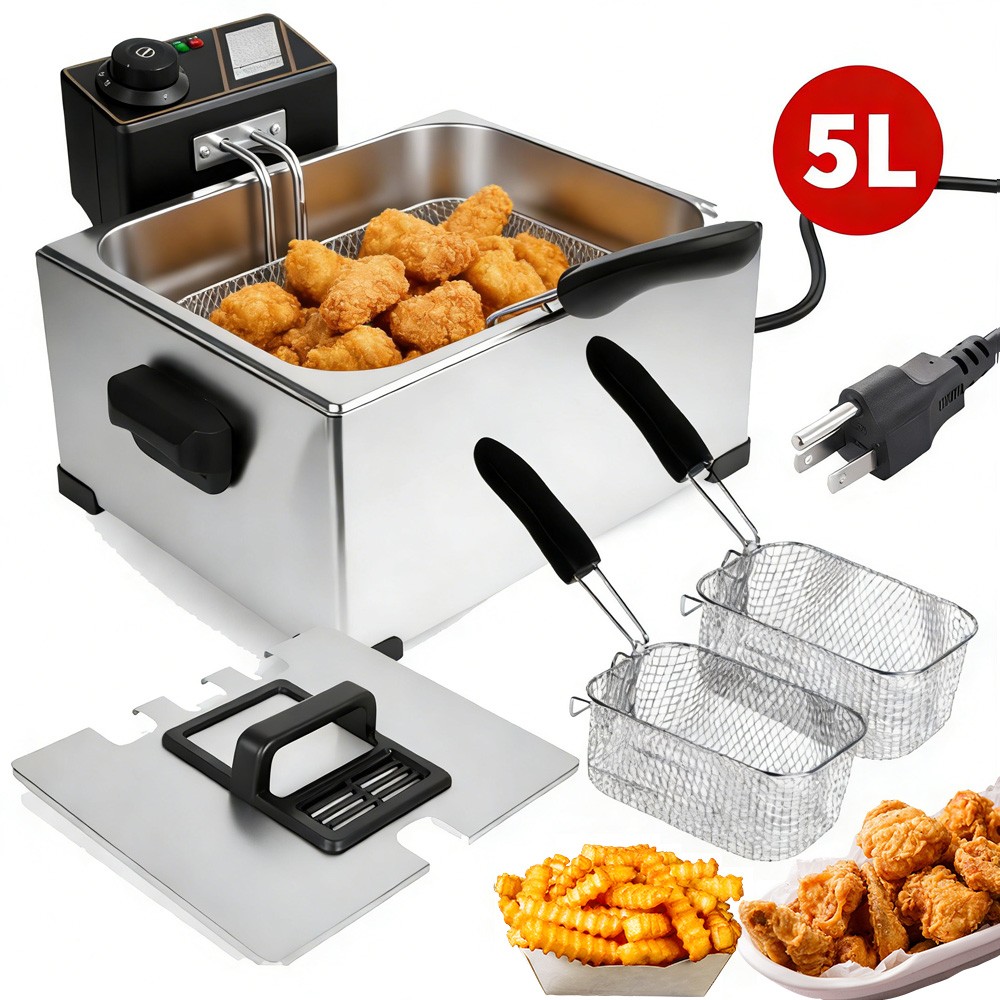 5L Commercial Electric Deep Fryer 2800W Restaurant Stainless Steel