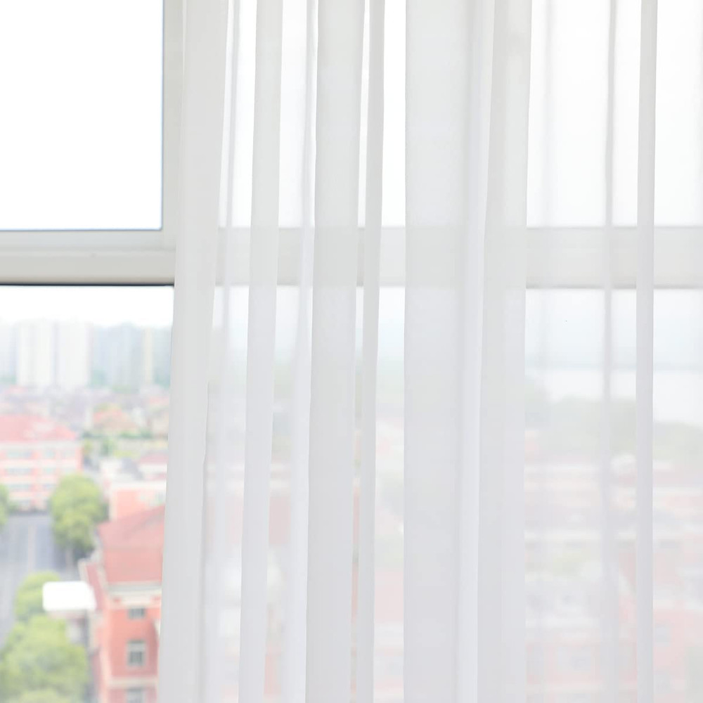 Window Sheer Curtains Clear Transparent Basic Rod Pocket Panel 2 Panels 84"X104"
