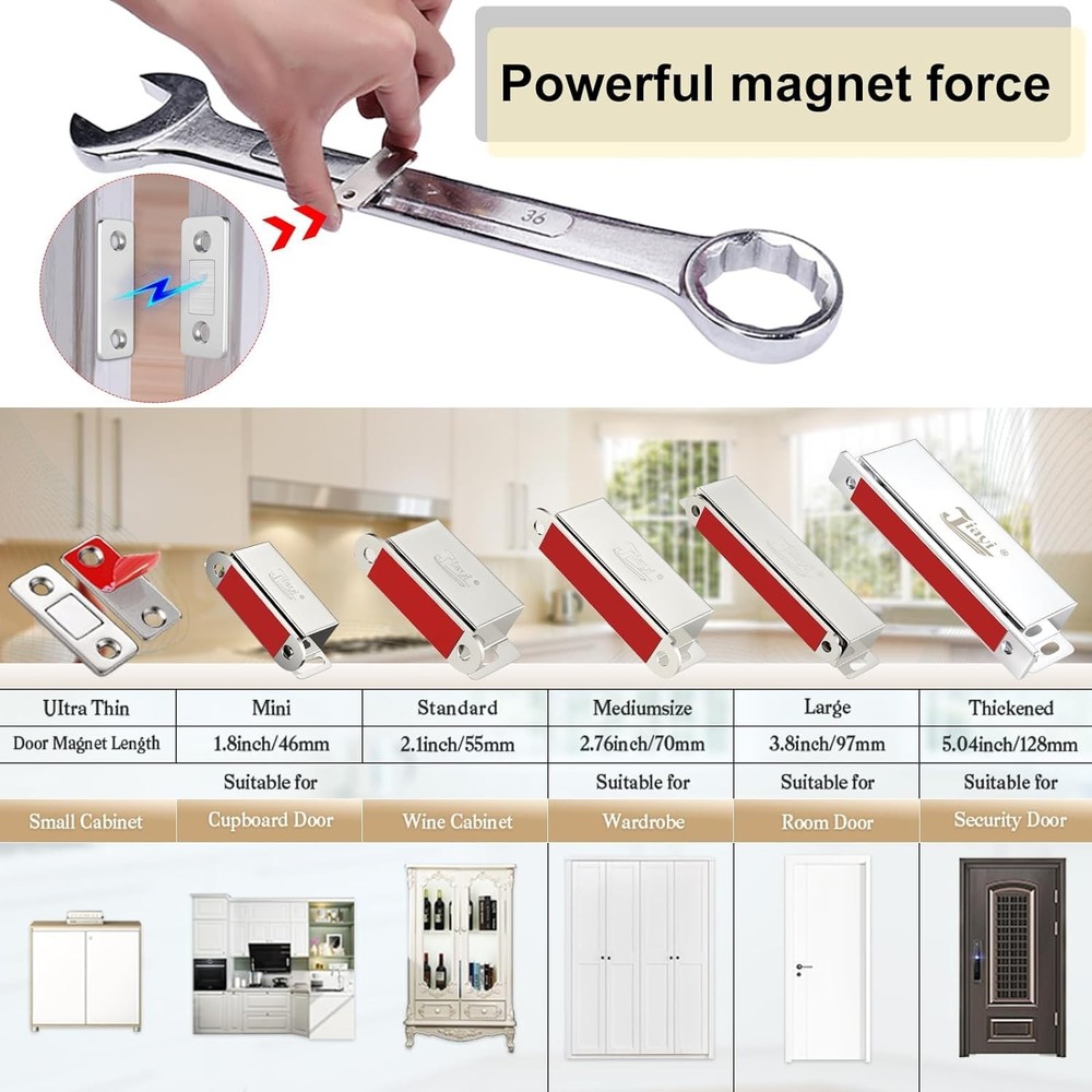 Ultra Thin Magnetic Door Catch 4-Pack - Secure & Discreet Cabinet Solution