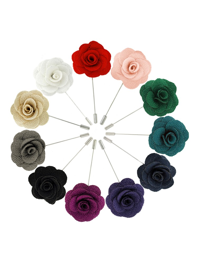 Cloth Flower Stick Lapel Pins - Single or Bulk Packs Available