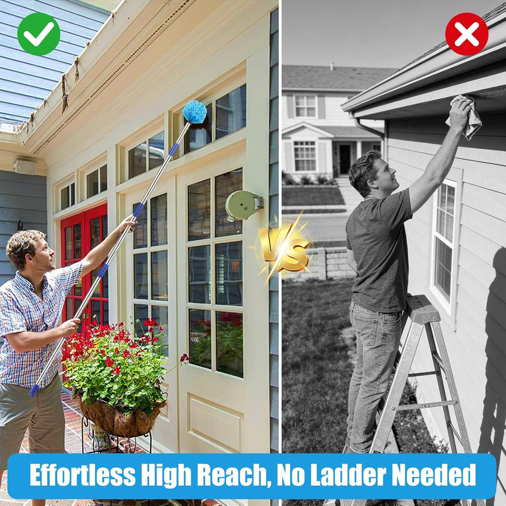 72 inch Reach Extend Handle Cobweb Duster  Medium Stiff Bristle Brush Cleaning