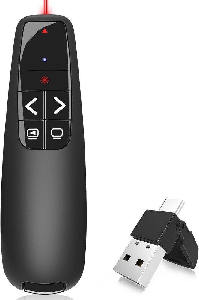 Long Range Wireless Presenter Remote - Enhanced PowerPoint Control to 100 Feet